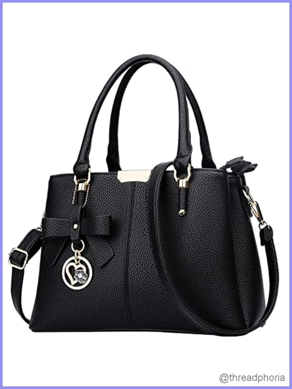 Women PU Leather Satchel Handbag 3 Compartments Top Handle